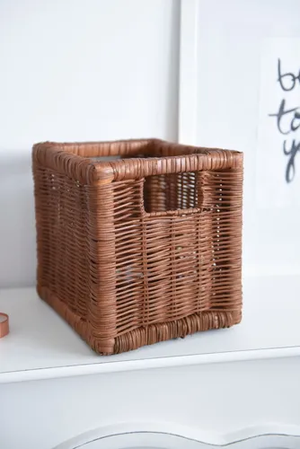 VIVANNO Regalkorb Rattan ATTRAKTIV - Braun Geflochten - Zubehör für VoIP Telefone, stilvoller und praktischer Regalkorb aus geflochtenem Rattan, ideal für eine ordentliche Aufbewahrung