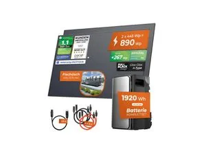 Solarway® 880Wp / 800W Balkonkraftwerk - Effizientes Solarkraftwerk mit 1,9kWh Speicher - Mikrowechselrichter Solar- & Windenergie - Kompaktes All-in-One System mit smarter App-Überwachung für maximale Energieeffizienz und einfache Installation.