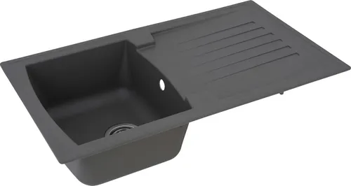 Küchenspüle Respekta Boston 86 x 50 cm Grau - Sanitäranlagen & Zubehör - Hochwertige Granit Mineralite Spüle mit hoher Stoßfestigkeit, reversibel einbaubar und ideal für 45 cm Unterschränke.