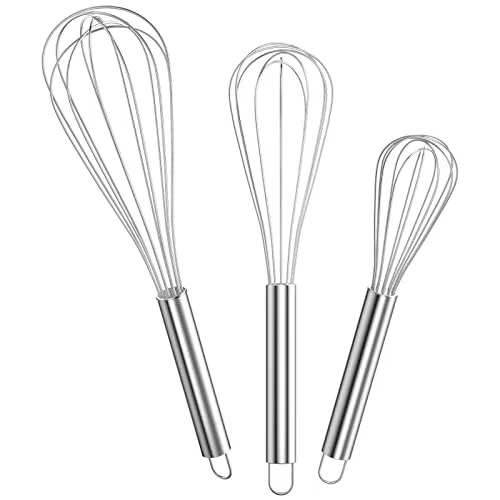 Newaner Schneebesen Set Edelstahl,Rührbesen 3 Stück Enthält 21cm, 26cm, 29cm für Mischen, Rühren Von Teig, Eiern, Aufschäumen, Schlagen , Hohe Qualität Whisk für Wohnküche, Esszimmer,Silber
