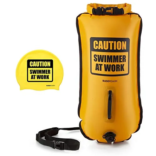 Set Freiwasser Schwimmboje 28 Liter und Badekappe - Taschen für Schwimmer, mit ergonomischen Griffen und verstellbarem Gürtel für maximale Sicherheit und Komfort im offenen Wasser.