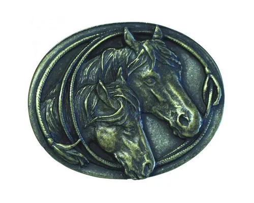 BELTINGER Gürtelschnalle Zwei Pferdeköpfe 4,0 cm in gold von BELTINGER