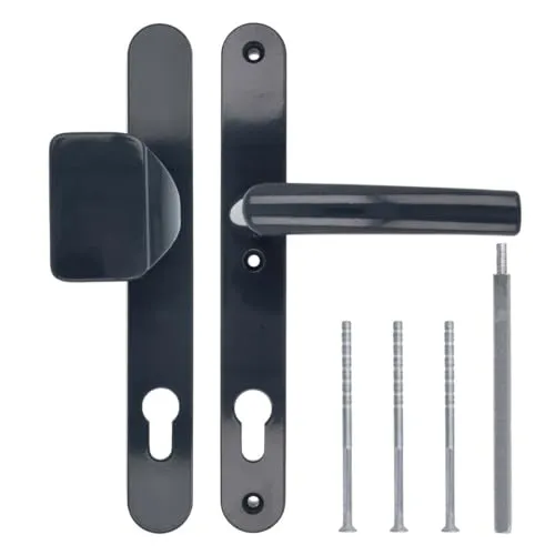 DHS Türgriff mit Knauf 92mm - Grau RAL 7016 - Türklinke mit vielseitig einsetzbarem Knauf, ideal für moderne Innenräume. Pulverbeschichtetes Aluminium sorgt für Langlebigkeit und ansprechendes Design.