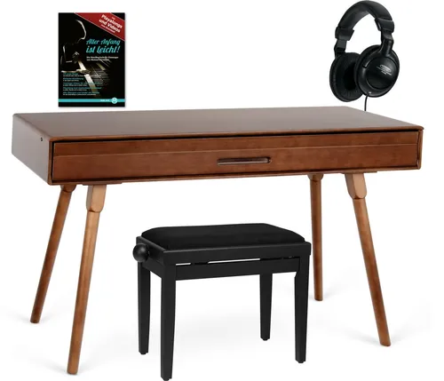 Classic Cantabile DP-730 WN Digitalpiano - Digitalpiano im Walnuss Deluxe Set, 88 Tasten mit Hammermechanik, inklusive Pianobank, Kopfhörer und Klavierschule für ein komplettes Musikerlebnis.