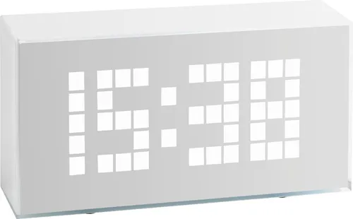 TFA Digitaler Wecker TIME BLOCK 60.2012 - weiß - Stylischer Wecker mit großen LED-Leuchtziffern, Snooze-Funktion per Infrarot-Sensor und drei Helligkeitsstufen. Ideal für Wohn- und Schlafzimmer.