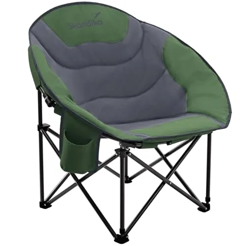 Skandika Moonchair Sirkka | Bequemer, klappbarer Campingstuhl mit Kühlfach und Getränkehalter (grün/grau) - Erleben Sie den Komfort des Skandika Moonchair Sirkka! Ideal für Outdoor-Aktivitäten, ist dieser klappbare Campingstuhl mit weicher Polsterung, Kühlfach und praktischen Taschen ausgestattet. Stabil und leicht zu transportieren.