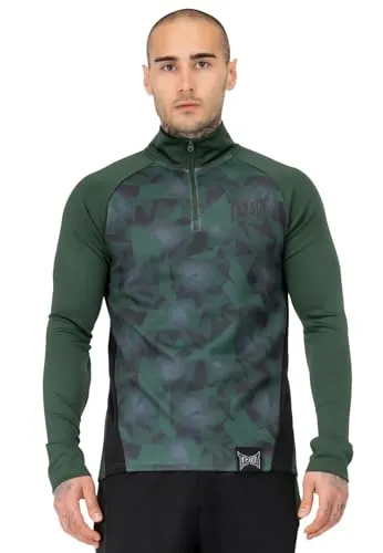 Tapout Herren Funktionsshirt XXL - Langärmeliges Training Midlayer in Green/Black - Sportliches Sweatshirt für Herren mit regulärer Passform, aus atmungsaktivem Polyester und Elasthan gefertigt. Ideal für Training mit auffälligem Design und großem Rückendruck.