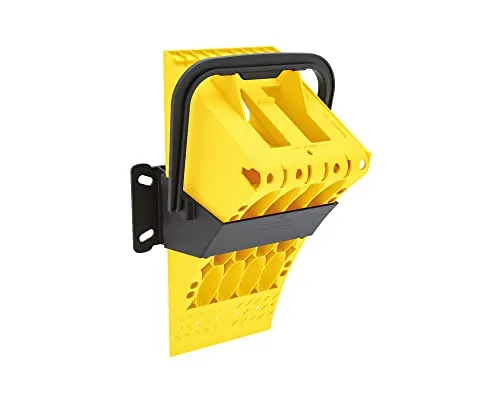 Staukasten4you Hemmschuh Bremskeil Unterlegkeil Bremsklotz Lokhen G46 mit Gleitschutz gelb mit Halterung