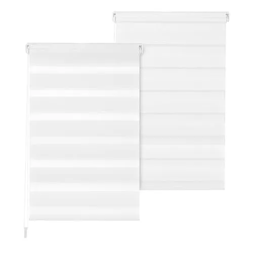 Doppelrollo DuoRollo Klemmfix ohne Bohren Seitenzug Fenster Rollo weiß B 85cm (81cm Stoffbreite) x H 210 cm