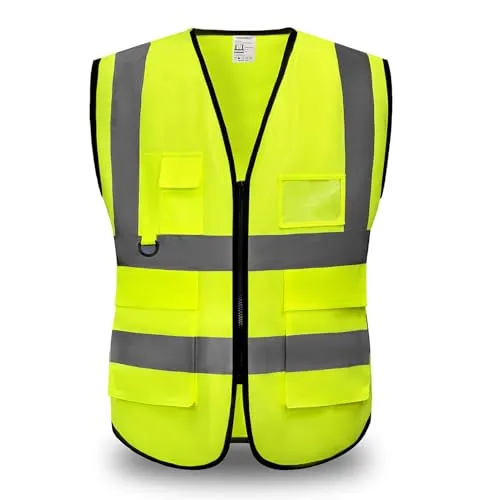 YUANVEST Sicherheitswesten Warnweste,Hohe Sichtbarkeit Reflektierende Sicherheitsweste,2-Zoll Reflektierende Streifen Hohe Sichtbarkeit Weste,Erfüllt ANSI/ISEA Standards(Gelb-M)