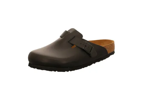 Birkenstock Boston Pantolette schwarz - 50 EU - Bequeme Pantolette mit Korkfußbett für optimalen Tragekomfort. Ideal für den Alltag, aus hochwertigem Leder gefertigt und in weit verfügbar.