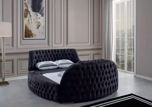Schwarzes Chesterfield Bett im modernen Design