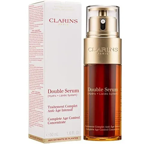 Clarins Double Serum Gesichtsserum 100 ml – Anti-Aging Pflege - Feuchtigkeitscremes mit 21 Pflanzenextrakten für straffere, glattere Haut in nur 7 Tagen – ideal für alle Hauttypen, auch empfindliche Haut.