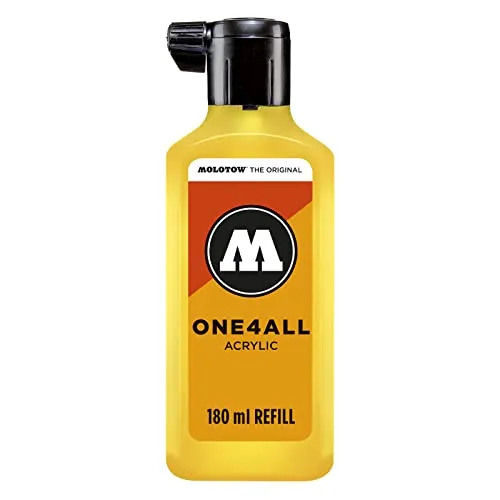 Molotow ONE4ALL Refill Acryl, Farbe 006 zink gelb 180 ml, Nachfülltinte für Permanentmarker