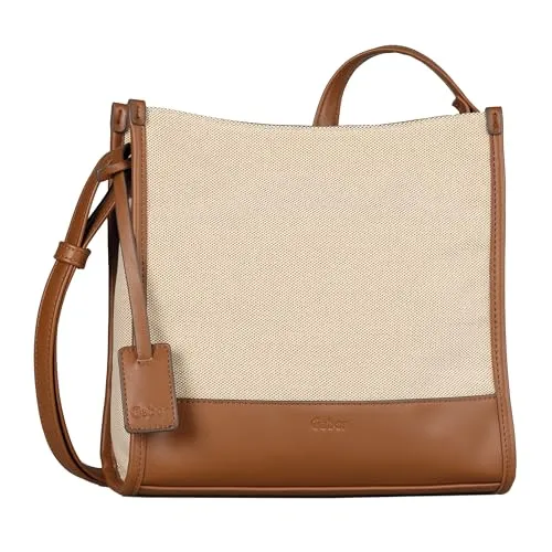 Gabor bags Damen Danee Umhängetasche, Beige - Stilvolles Accessoire - Umhängetasche aus Canvas mit Lederimitat-Besätzen, ideal für den Sommer. Mit praktischem Reißverschluss und verstellbarem Schulterriemen für optimalen Tragekomfort.