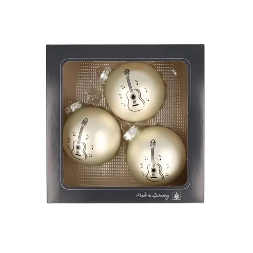 3er-Set Weihnachtskugeln mit Konzertgitarre-Druck, Musik-Design, (Silber matt)