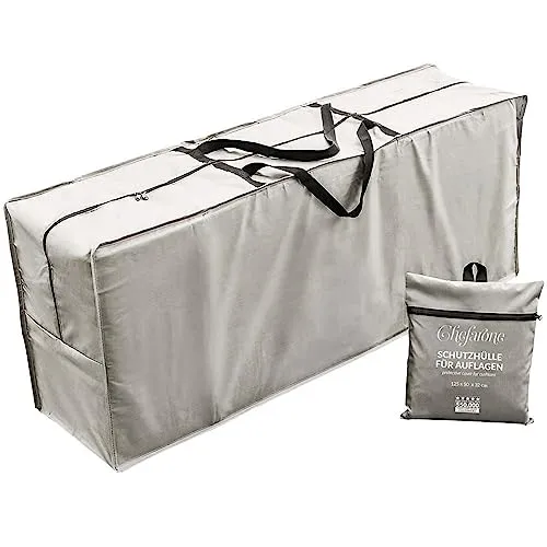 Chefarone Schutzhülle für Auflagen (125 x 50 x 32 cm) - Wasserabweisende Gartenpolster Aufbewahrung Tasche mit Tragegriff - 250D Polyester - inklusive Aufbewahrungsbeutel