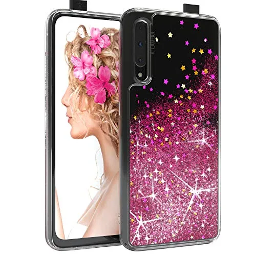 EAZY CASE Hülle kompatibel mit Huawei P Smart Pro / Y9s (2019) / Honor 9X Pro Schutzhülle Flüssig-Glitzer, Handyhülle, Schutz, Glitter Flüssigkeit, TPU/Silikon, Transparent/Durchsichtig, Pink