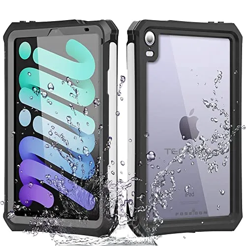 TECHGEAR wasserdichte Hülle für iPad mini 7, Mini 6 (7. / 6. Generation (Poseidon Case) Schlanke Robuste Rüstung Stoßfest, Wasserdicht Hülle mit eingebauter Displayschutzfolie, Ständer, Umhängeband