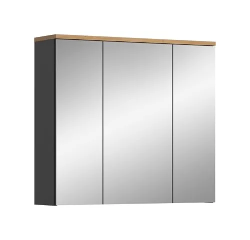 Spiegelschrank Canower See - Grau, 80x73 cm - Moderner Spiegelschrank mit funktionalem Spiegel und extra Stauraum. Ideal für Ihr Badezimmer. Hochwertige Materialien und großzügige Reflexionsfläche.