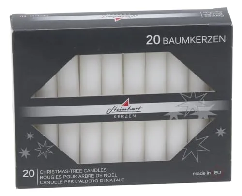 Stumpenkerzen Baumkerzen Weiß 95 x Ø 13 mm, 20 Stück