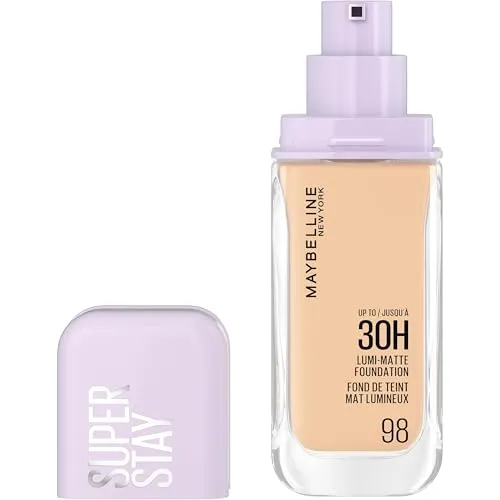 Maybelline New York 30H Lumi Matte Foundation, Langanhaltend mit mattem Finish - Make-up für bis zu 30h Halt, lichtreflektierend und ölfrei. Ideal für einen ultra-frischen Look mit mittlerer bis vollständiger Abdeckung, perfekt auch für empfindliche Haut.