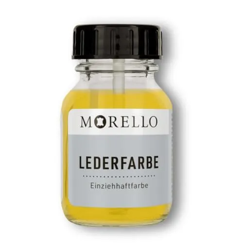 Morello Lederfarbe Gelb 40 ml, farbintensive Glattleder Einzieh-Farbe