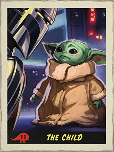 Komar Star Wars Wandbild | Mandalorian The Child Trading Card - Poster & Kunstdrucke - Hochwertiges Baby Yoda Wandbild auf fotopapier mit seidenmatter Oberfläche, ideal für Kinderzimmer und lebendige Farben.