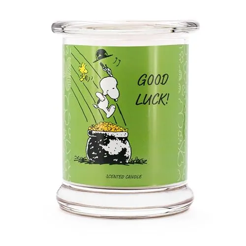 Peanuts Geschenkidee, Duftkerze Good Luck, Geschenke für Frauen, fruchtig, Deko für Zuhause, Kerze im Glas mit hoher Brenndauer bis zu 50 Stunden