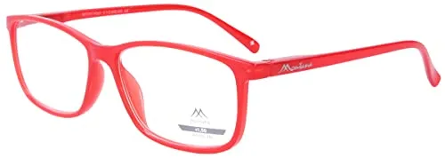 Schicke Lesebrille / -hilfe MR62 mit Federscharnier aus Kunststoff in Rot Glanz + 3,00 dpt