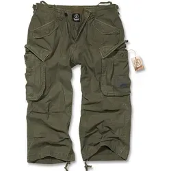 Brandit Industry Vintage 3/4 Shorts - Olive, XXL - Herren-Shorts mit praktischem Vintage-Look, ideal für Outdoor-Aktivitäten. Genießen Sie den Tragekomfort und die vielen Taschen für Ihre Essentials.