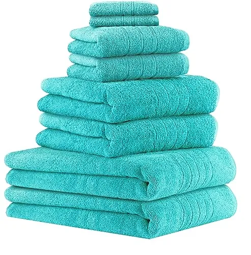Betz 8er Set Handtücher Handtuch Deluxe 100% Baumwolle 2 Badetücher 2 Duschtücher 2 Handtücher 2 Seiftücher Farbe türkis