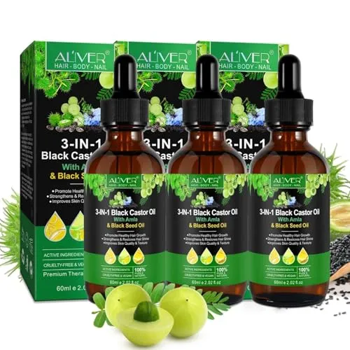 P-Beauty 3x 3in1 Haaröl - Stärkt Haar und fördert Wachstum - Haaröl mit Rizinusöl, Amla & Schwarzkümmelöl für intensive Feuchtigkeit und Pflege. Ideal gegen Haarausfall und Spliss, geeignet für Haar- und Kopfhautpflege.