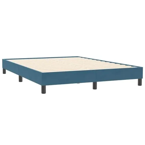 vidaXL Boxspringbett ohne Matratze Dunkelblau 140x210 cm Samt, Bett, Bettgestell, Doppelbett, Schlafzimmermöbel, Bettrahmen, Samtbett, Polsterbett