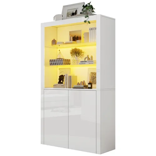 Hochglanz Vitrine mit LED-Beleuchtung 100x35x170 cm