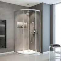 Schulte Runddusche Sunny, 90x90 cm, 5 mm Sicherheitsglas - Runddusche mit Schiebetüren aus klarem Sicherheitsglas, ideal für Viertelkreis-Duschwannen mit Radius 55 cm. Robuste Aluminiumprofile in Chromoptik und 5 Jahre Garantie.