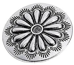 Metallknöpfe Ösenknöpfe 30mm rund silberfarben Knöpfe Knopf Muster Blume DIY 5