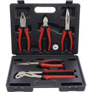 BGS Diy 330 Zangen-Satz 5-tlg. - Zangen-Set mit 5 hochwertigen Zangen, inklusive 2-Komponenten-Handschutzisolierung, ideal für professionelle und Heimwerker-Anwendungen, geliefert im praktischen Kunststoffkoffer.