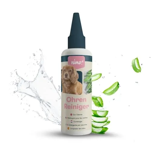 nimo® Ohrenreiniger | für Hunde, Katzen & Haustiere mit Aloe Vera & Panthenol | schonend natürliche Reinigung gegen Juckreiz, Infektionen, Ohrenschmalz, Entzündung & Ausfluss | minimiert Kopfschütteln