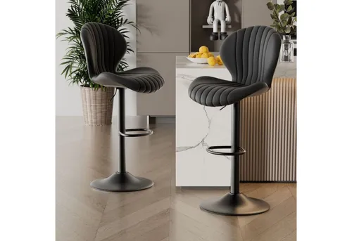 Hawthyhome Barhocker 2er Set Höhenverstellbar mit Lehne und Fußstütze - Modernes 2er Set Barhocker mit 360° Drehfunktion und stabiler Fußstütze. Ideal für Küche oder Wohnzimmer, vereint Komfort und Stil. Leicht zu reinigen und perfekt für gesellige Abende.
