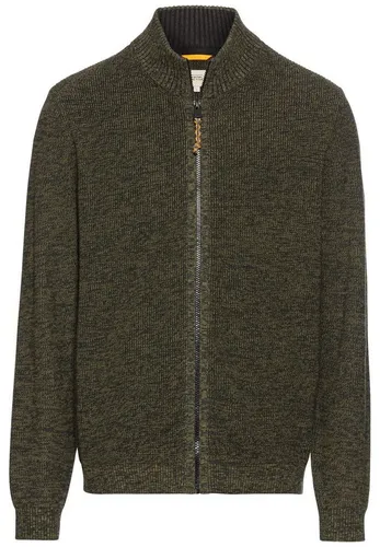 camel active Herren Strickjacke mit Reißverschluss in Blattgrün - Strickjacke für Herren mit Stehkragen, dreifarbiger Mouline-Optik und Regular Fit, ideal für modische Akzente im Alltag.