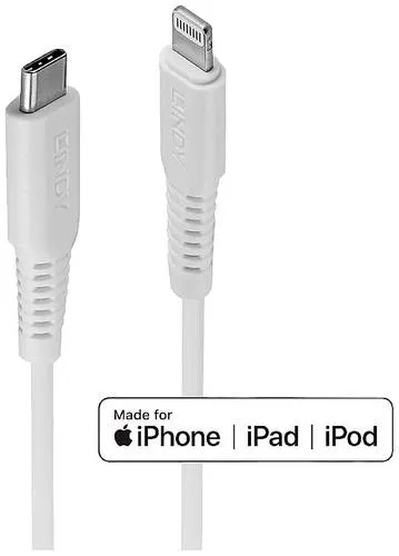 LINDY USB-Kabel USB 2.0 Apple Lightning Stecker, USB-C Stecker 2.00m Weiß 31317