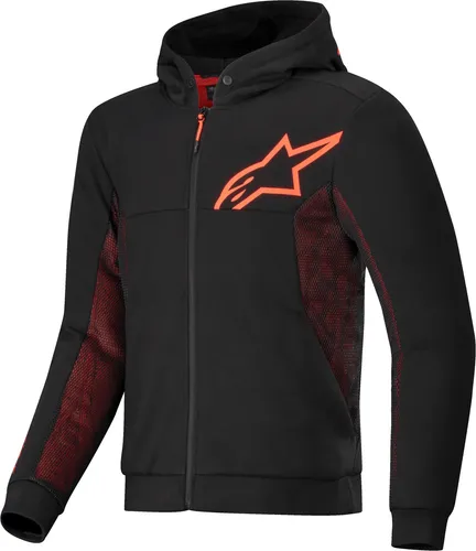 Alpinestars Chrome Air Sport Hoodie - Schwarz/Neon-Rot - XL - Motorradjacke mit hervorragender Luftzirkulation und Nucleon Flex Plus-Protektoren für optimalen Aufprallschutz und lässigen Stil, ideal für Stadtfahrten und den Weg zur Arbeit.