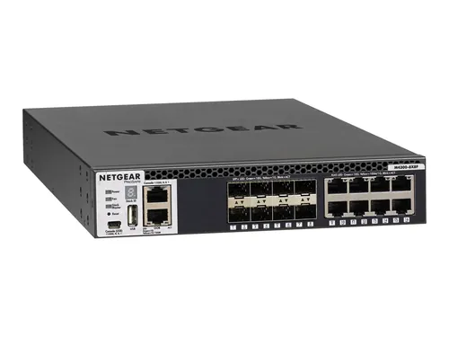 Netgear ProSAFE M4300-8X8F Switch L3 verwaltet - L3 managed Switch mit 16 Anschlüssen, an Rack montierbar und hoher Switching-Kapazität von 320 Gbit/s, ideal für anspruchsvolle Netzwerkinfrastrukturen.