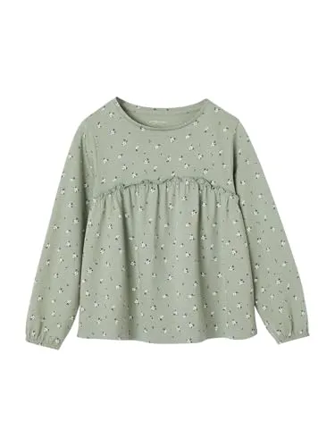 Vertbaudet Mädchen Blusenshirt mit Print graugrün 86
