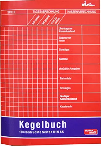 Kegelbuch DIN A5, 104 Seiten - Formulare & Dokumentation mit 104 farbig bedruckten Seiten für Mitgliedseinträge, Notizen und 51 Tageschroniken - ideal für Kegelvereine mit laminiertem Einband für Langlebigkeit.