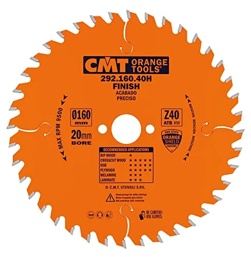 CMT Orange Tools Kreissägeblatt Feinschnitt HW 160 x 2,6 / 1,6 x 20 Z=40 15° ATB - Kreissägeblätter für präzise Querschnitte, extrem robust und vielseitig einsetzbar, ideal für Handkreissägen und Holzverarbeitung.