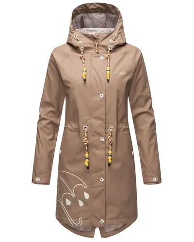 Marikoo Outdoorjacke Dancing Umbrella – Stylische Damen Regenjacke mit großer Kapuze - Die Marikoo Damen Regenjacke bietet höchsten Tragekomfort und eine perfekte Passform. Wasser- und winddicht, ideal für kühle Tage. Mit praktischen Taschen und durchgehendem Reißverschluss für optimale Bewegungsfreiheit.