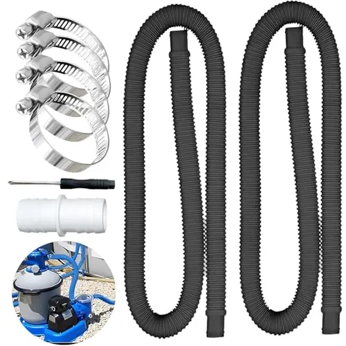 Stück Poolschlauch 32mm, 1.5m Schwimmbadschlauch Ersatzschlauch, mit 4 Stück Schlauchschellen 1 Stück Schlauchverbinder, flexibler Wasserschlauch Saugschlauch Pumpenschlauch für Schwimmbecken Pools 2