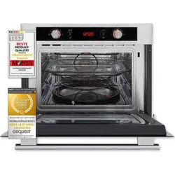 Exquisit Einbaumikrowelle EBM 4544 HI - 900 Watt Grill aus Edelstahl - Mikrowellen mit 44 l Garraum, 1750 W Grill und Schnellstartfunktion für die schnelle Zubereitung Ihrer Lieblingsspeisen.